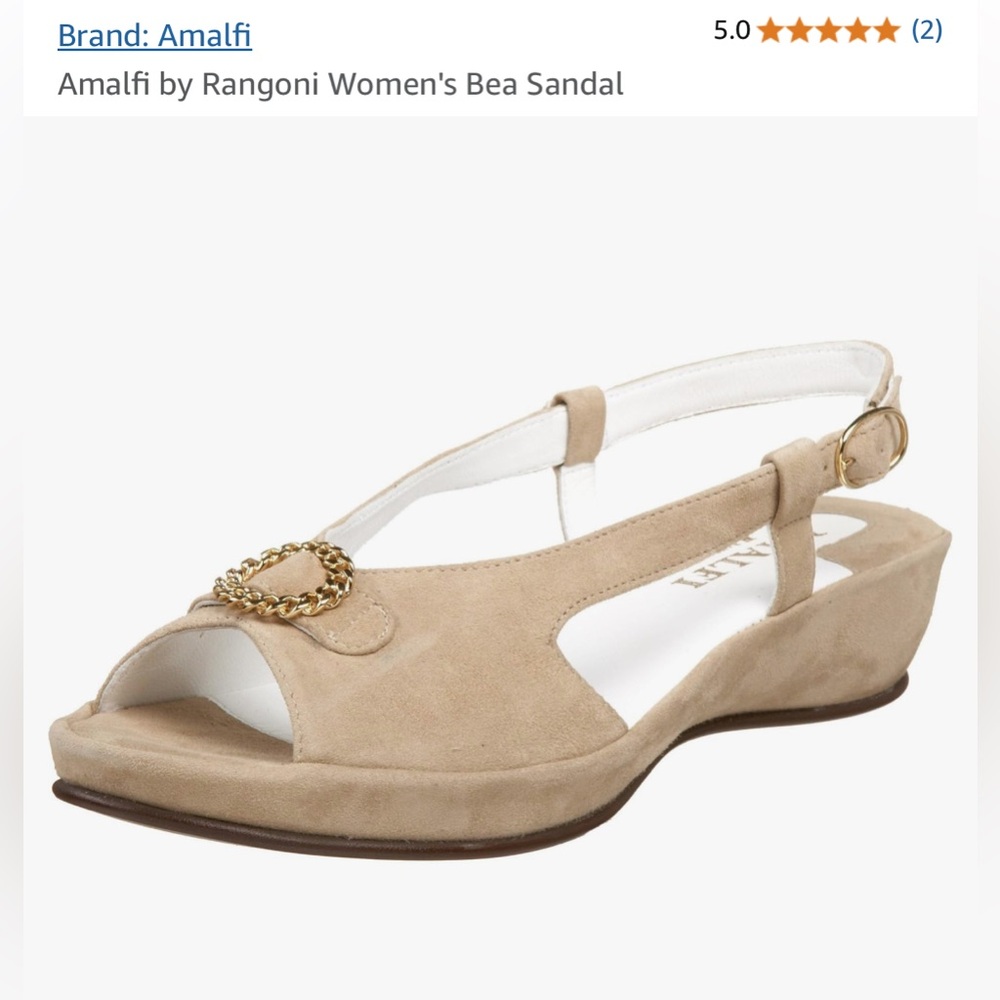 Amalfi by Rangoni Bea Suede Peep Toe Leather Sandals - size 8 narrow